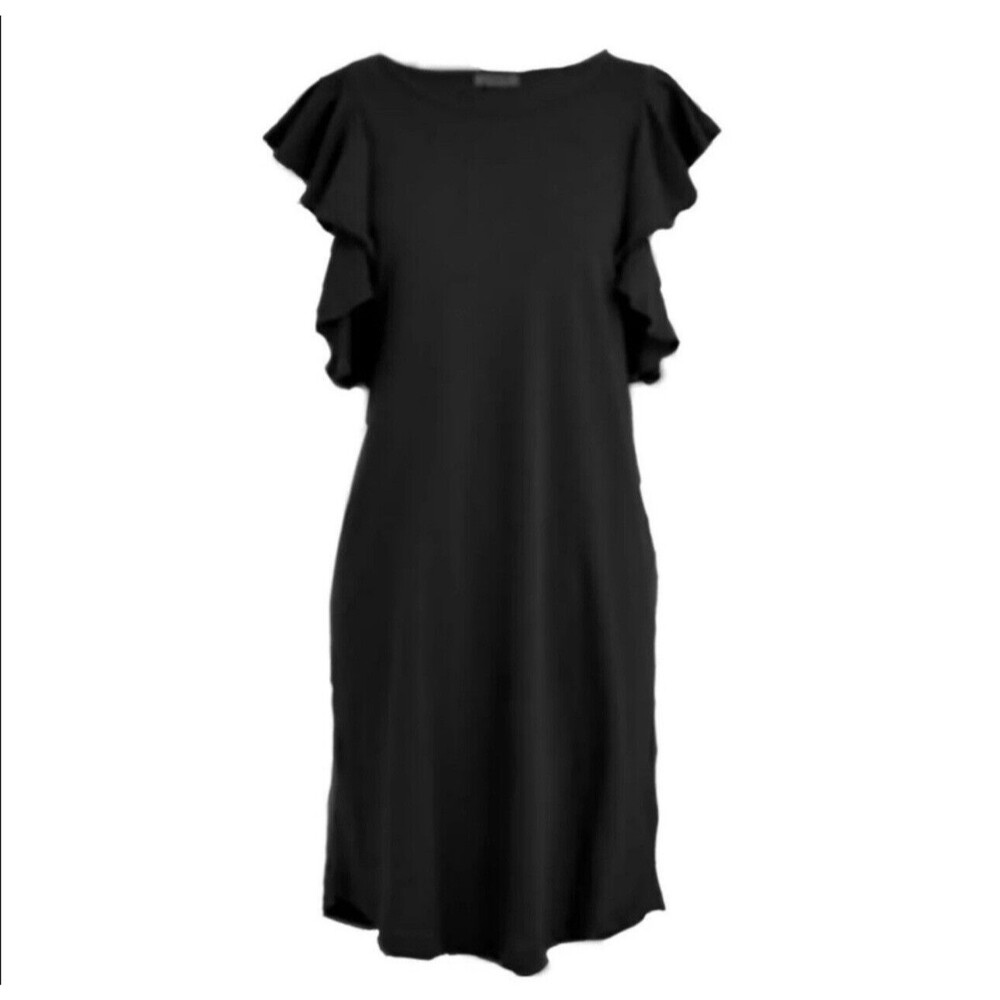 Express Black Flutter Sleeve Midi Dress Size Small Basic Casual Dress NWT